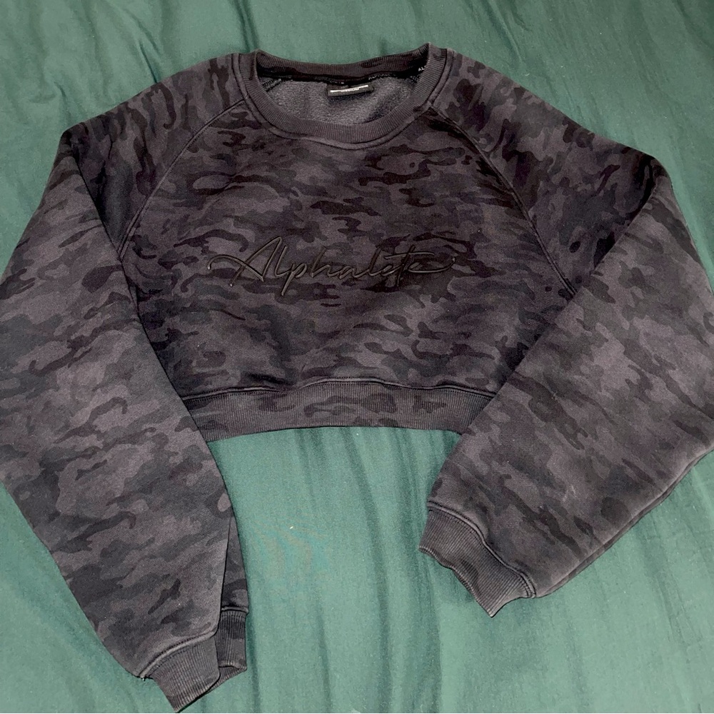 Black Camo Cropped Crewneck